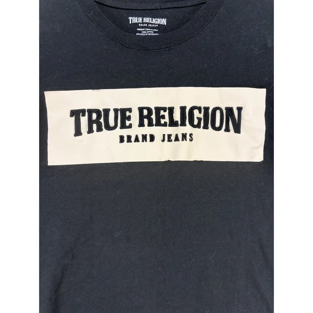 True Religion Men's Long Sleeve‎ Logo Tee Black M